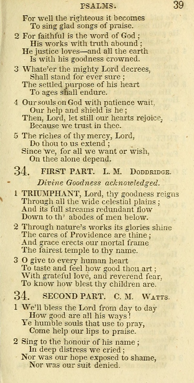 The Christian Psalmist: being a collection of psalms, hymns, and spiritual songs compiled from the most approved authors, and designed as a standard hymn book for public and social worship page 39