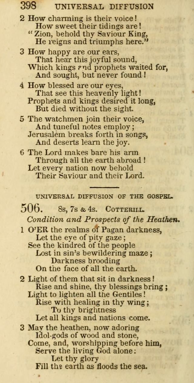 The Christian Psalmist: being a collection of psalms, hymns, and spiritual songs compiled from the most approved authors, and designed as a standard hymn book for public and social worship page 398