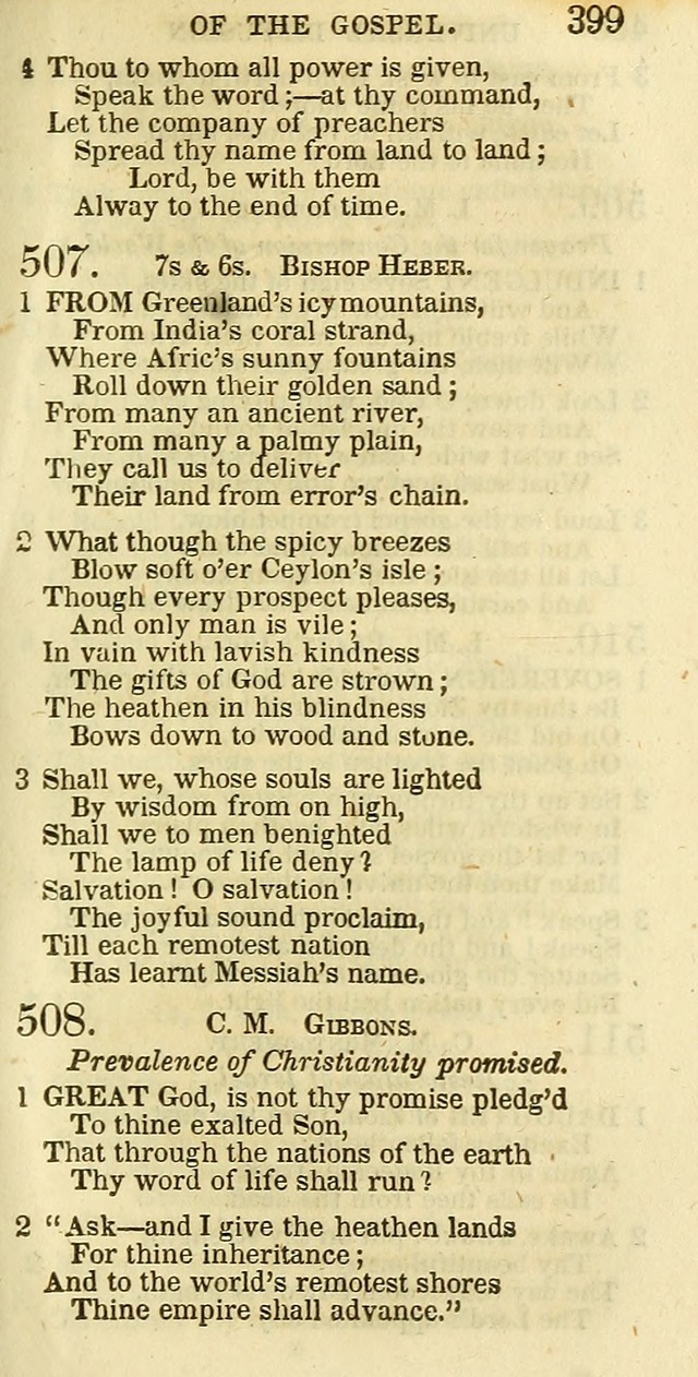 The Christian Psalmist: being a collection of psalms, hymns, and spiritual songs compiled from the most approved authors, and designed as a standard hymn book for public and social worship page 399