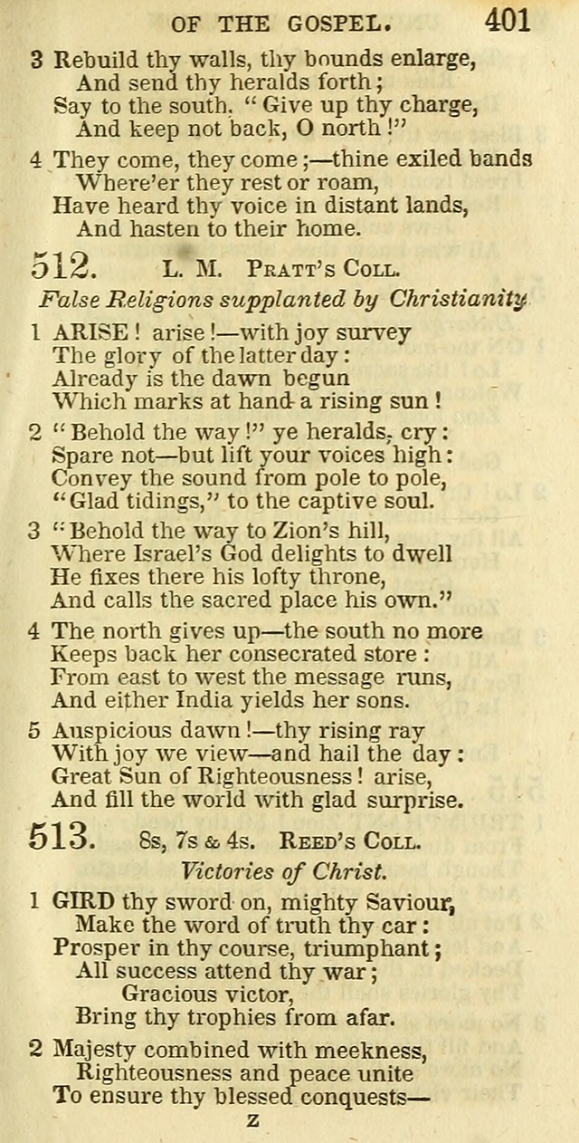 The Christian Psalmist: being a collection of psalms, hymns, and spiritual songs compiled from the most approved authors, and designed as a standard hymn book for public and social worship page 401