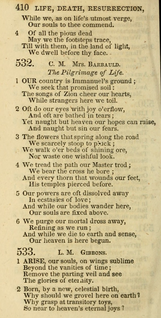The Christian Psalmist: being a collection of psalms, hymns, and spiritual songs compiled from the most approved authors, and designed as a standard hymn book for public and social worship page 410
