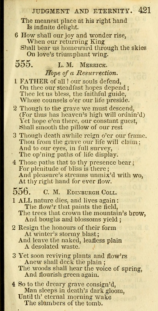 The Christian Psalmist: being a collection of psalms, hymns, and spiritual songs compiled from the most approved authors, and designed as a standard hymn book for public and social worship page 421