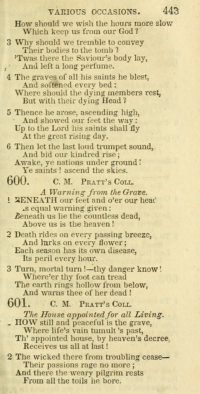 The Christian Psalmist: being a collection of psalms, hymns, and spiritual songs compiled from the most approved authors, and designed as a standard hymn book for public and social worship page 443