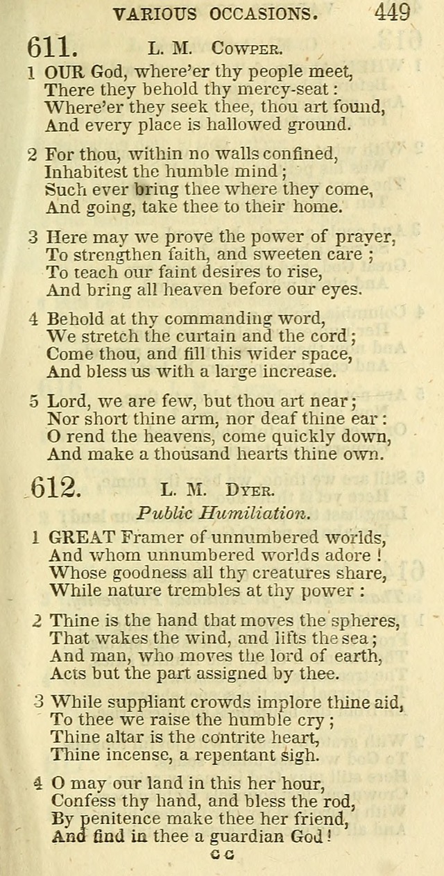 The Christian Psalmist: being a collection of psalms, hymns, and spiritual songs compiled from the most approved authors, and designed as a standard hymn book for public and social worship page 449