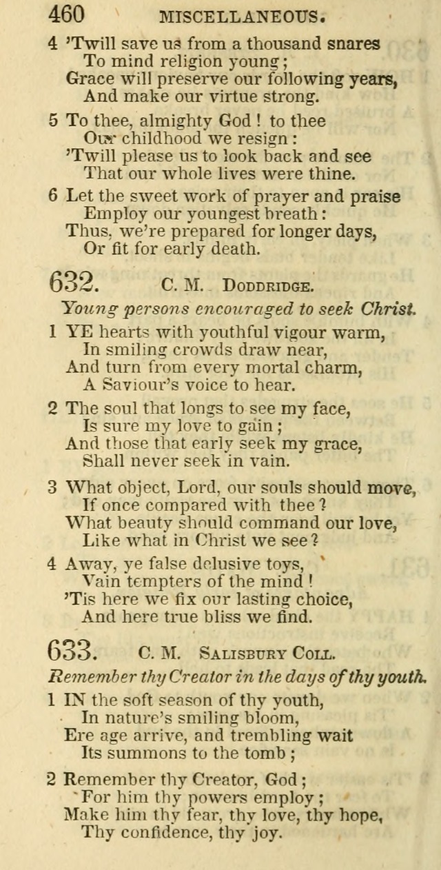 The Christian Psalmist: being a collection of psalms, hymns, and spiritual songs compiled from the most approved authors, and designed as a standard hymn book for public and social worship page 460