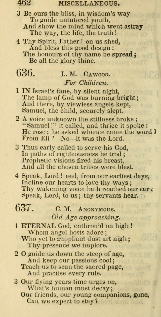 The Christian Psalmist: being a collection of psalms, hymns, and spiritual songs compiled from the most approved authors, and designed as a standard hymn book for public and social worship page 462