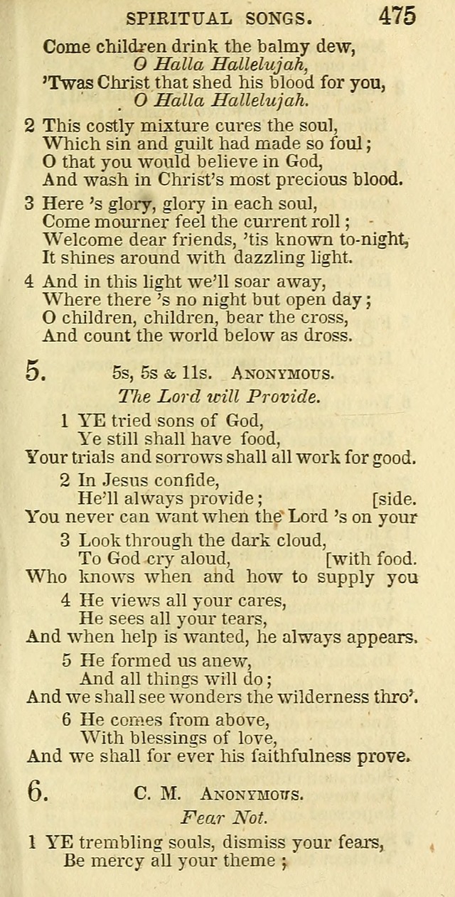 The Christian Psalmist: being a collection of psalms, hymns, and spiritual songs compiled from the most approved authors, and designed as a standard hymn book for public and social worship page 475