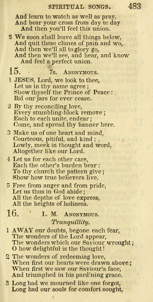 The Christian Psalmist: being a collection of psalms, hymns, and spiritual songs compiled from the most approved authors, and designed as a standard hymn book for public and social worship page 483