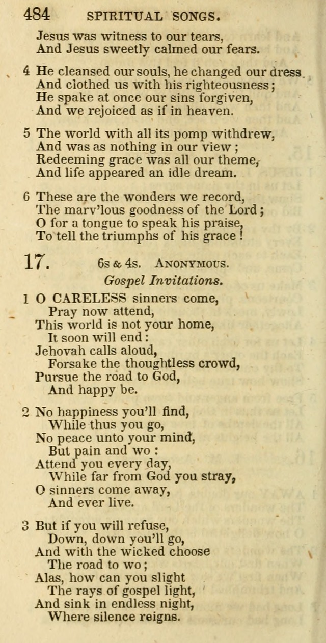 The Christian Psalmist: being a collection of psalms, hymns, and spiritual songs compiled from the most approved authors, and designed as a standard hymn book for public and social worship page 484
