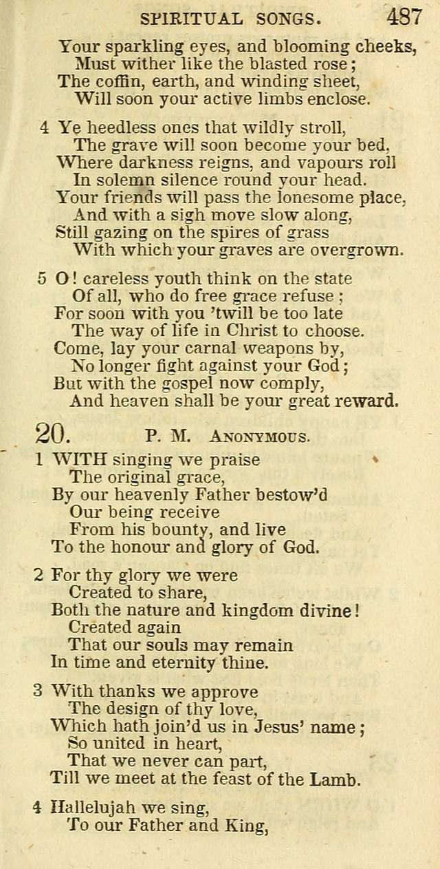 The Christian Psalmist: being a collection of psalms, hymns, and spiritual songs compiled from the most approved authors, and designed as a standard hymn book for public and social worship page 487