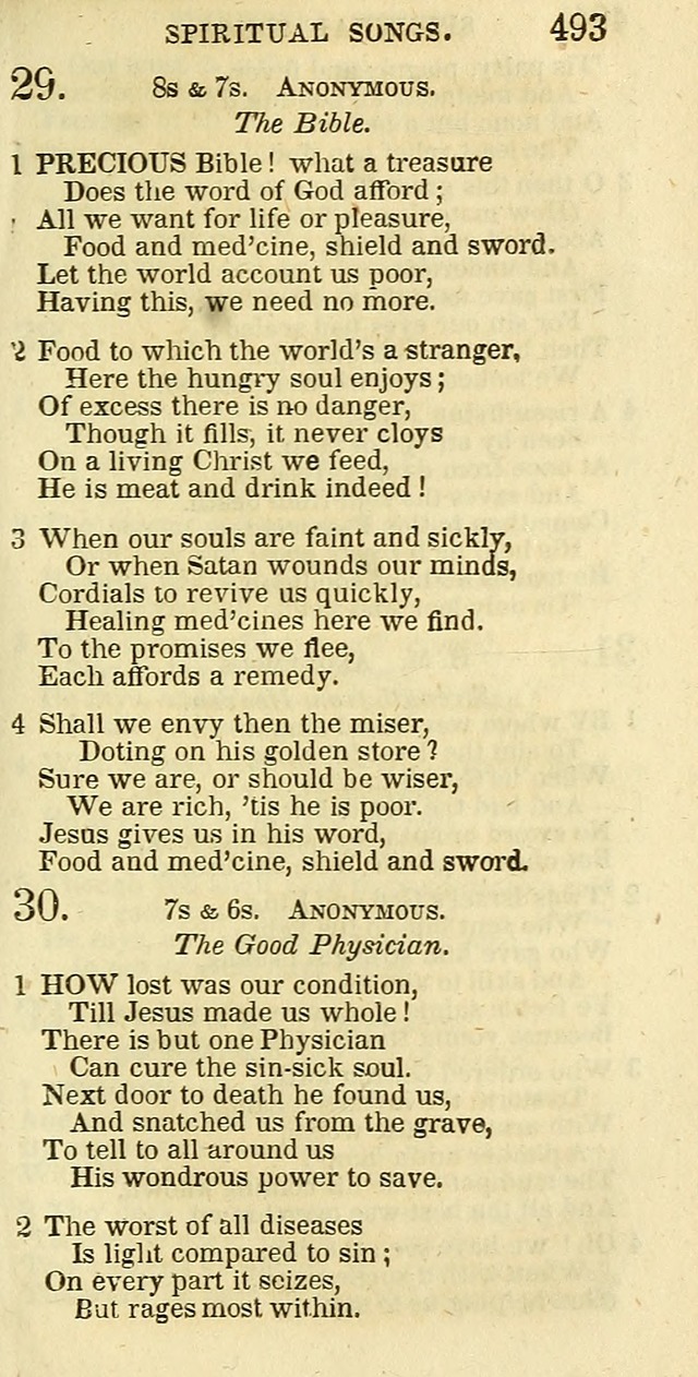 The Christian Psalmist: being a collection of psalms, hymns, and spiritual songs compiled from the most approved authors, and designed as a standard hymn book for public and social worship page 493