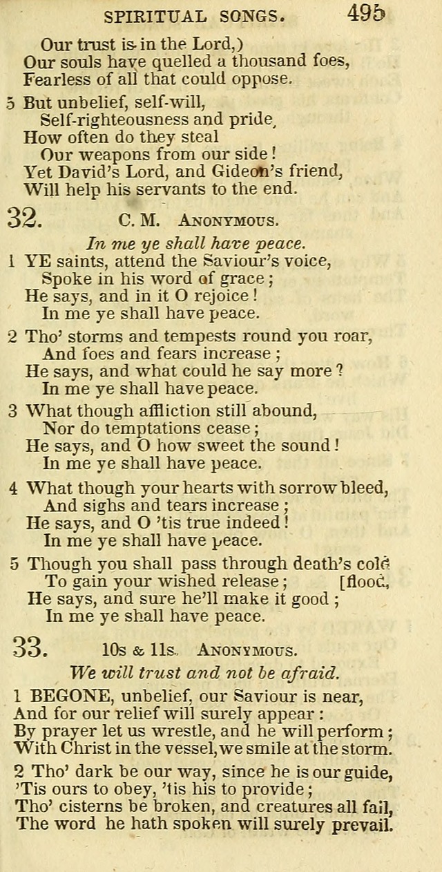 The Christian Psalmist: being a collection of psalms, hymns, and spiritual songs compiled from the most approved authors, and designed as a standard hymn book for public and social worship page 495