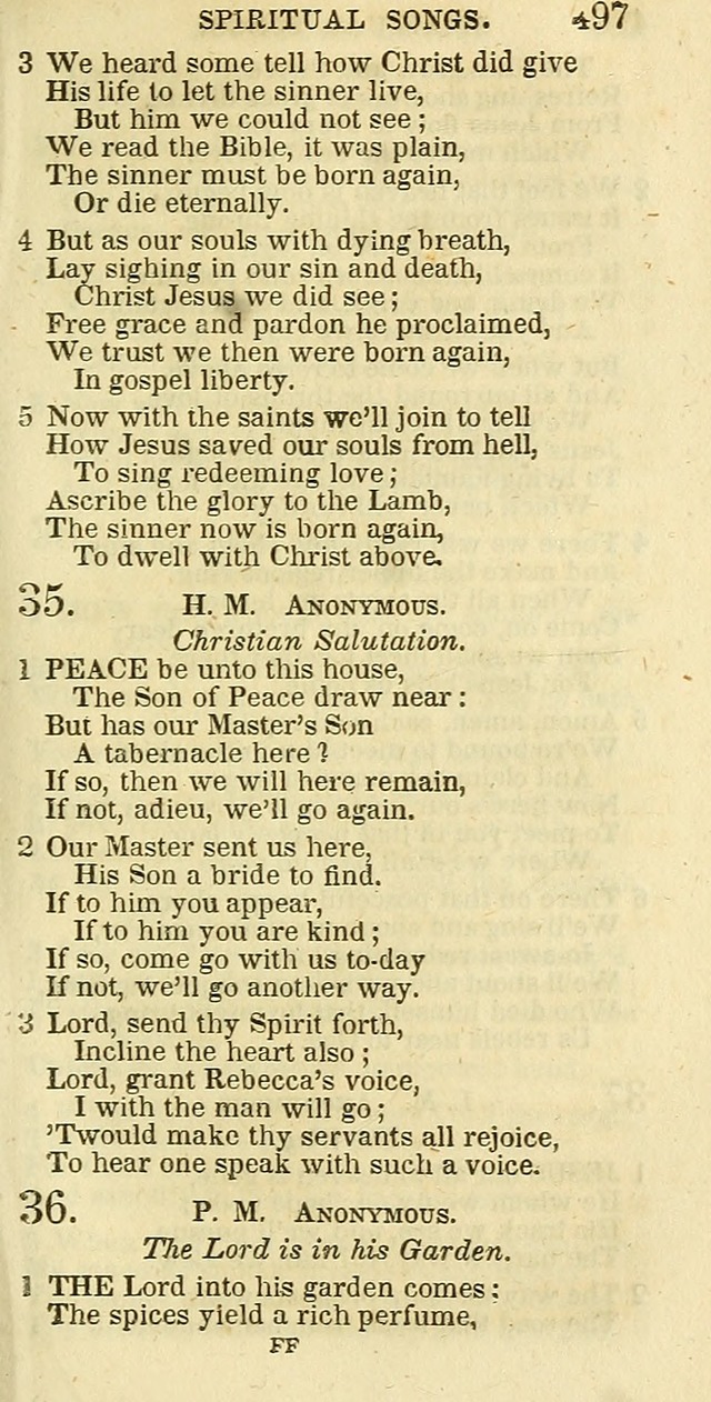 The Christian Psalmist: being a collection of psalms, hymns, and spiritual songs compiled from the most approved authors, and designed as a standard hymn book for public and social worship page 497