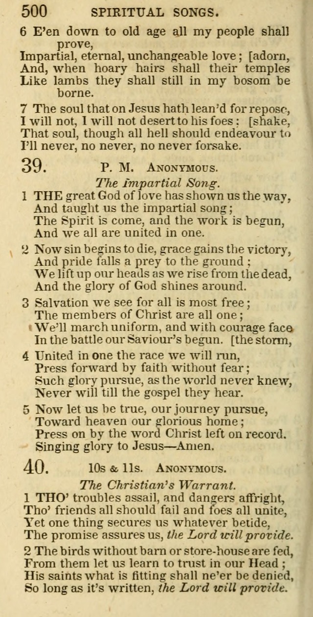 The Christian Psalmist: being a collection of psalms, hymns, and spiritual songs compiled from the most approved authors, and designed as a standard hymn book for public and social worship page 500