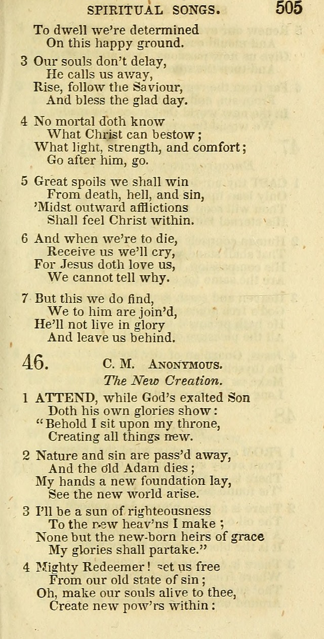 The Christian Psalmist: being a collection of psalms, hymns, and spiritual songs compiled from the most approved authors, and designed as a standard hymn book for public and social worship page 505