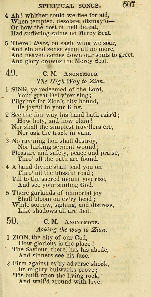 The Christian Psalmist: being a collection of psalms, hymns, and spiritual songs compiled from the most approved authors, and designed as a standard hymn book for public and social worship page 507