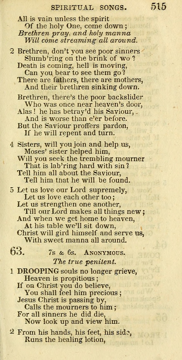 The Christian Psalmist: being a collection of psalms, hymns, and spiritual songs compiled from the most approved authors, and designed as a standard hymn book for public and social worship page 515