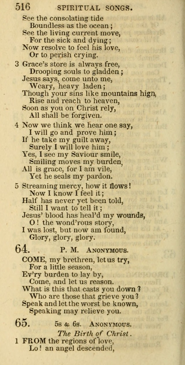 The Christian Psalmist: being a collection of psalms, hymns, and spiritual songs compiled from the most approved authors, and designed as a standard hymn book for public and social worship page 516