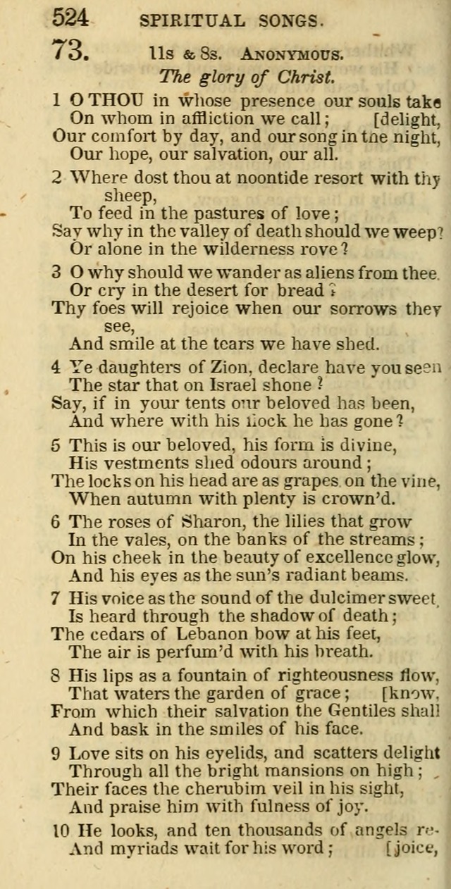 The Christian Psalmist: being a collection of psalms, hymns, and spiritual songs compiled from the most approved authors, and designed as a standard hymn book for public and social worship page 524