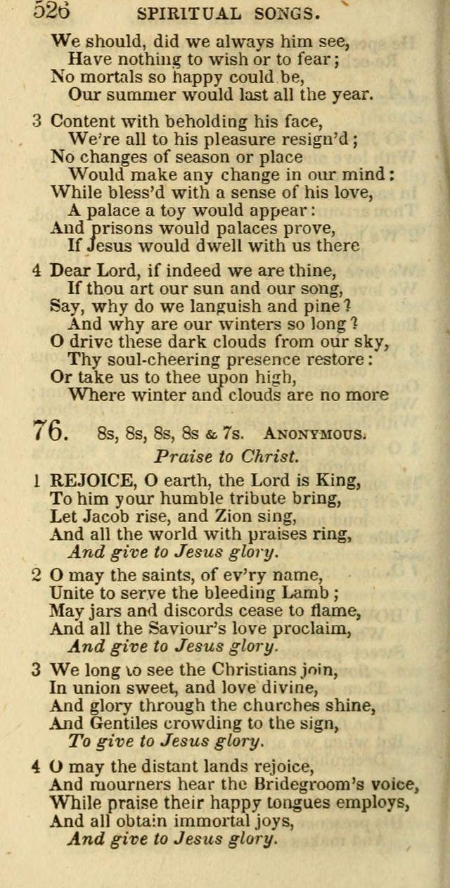 The Christian Psalmist: being a collection of psalms, hymns, and spiritual songs compiled from the most approved authors, and designed as a standard hymn book for public and social worship page 526