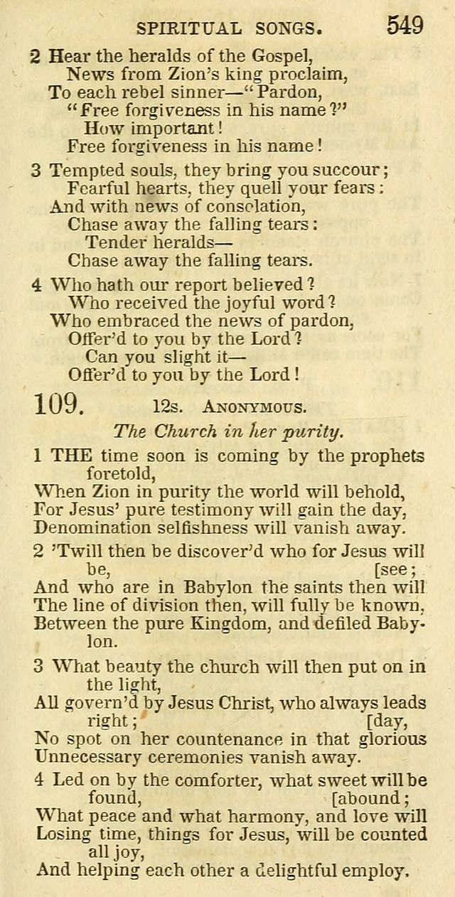 The Christian Psalmist: being a collection of psalms, hymns, and spiritual songs compiled from the most approved authors, and designed as a standard hymn book for public and social worship page 549