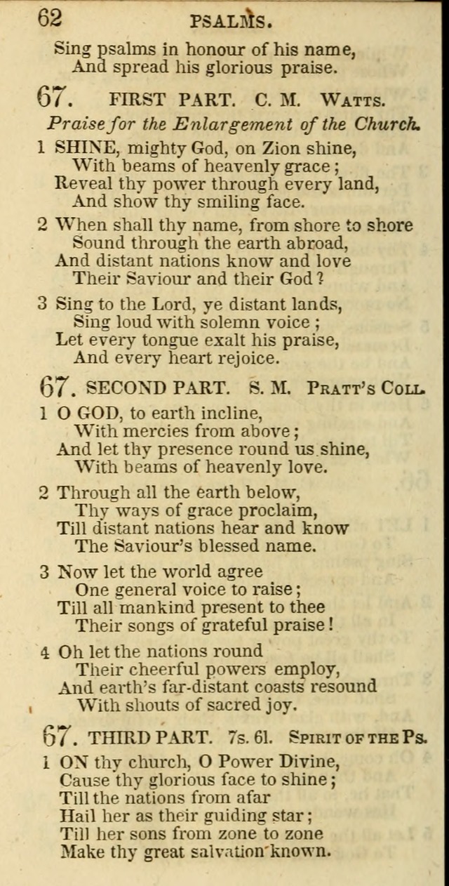 The Christian Psalmist: being a collection of psalms, hymns, and spiritual songs compiled from the most approved authors, and designed as a standard hymn book for public and social worship page 62