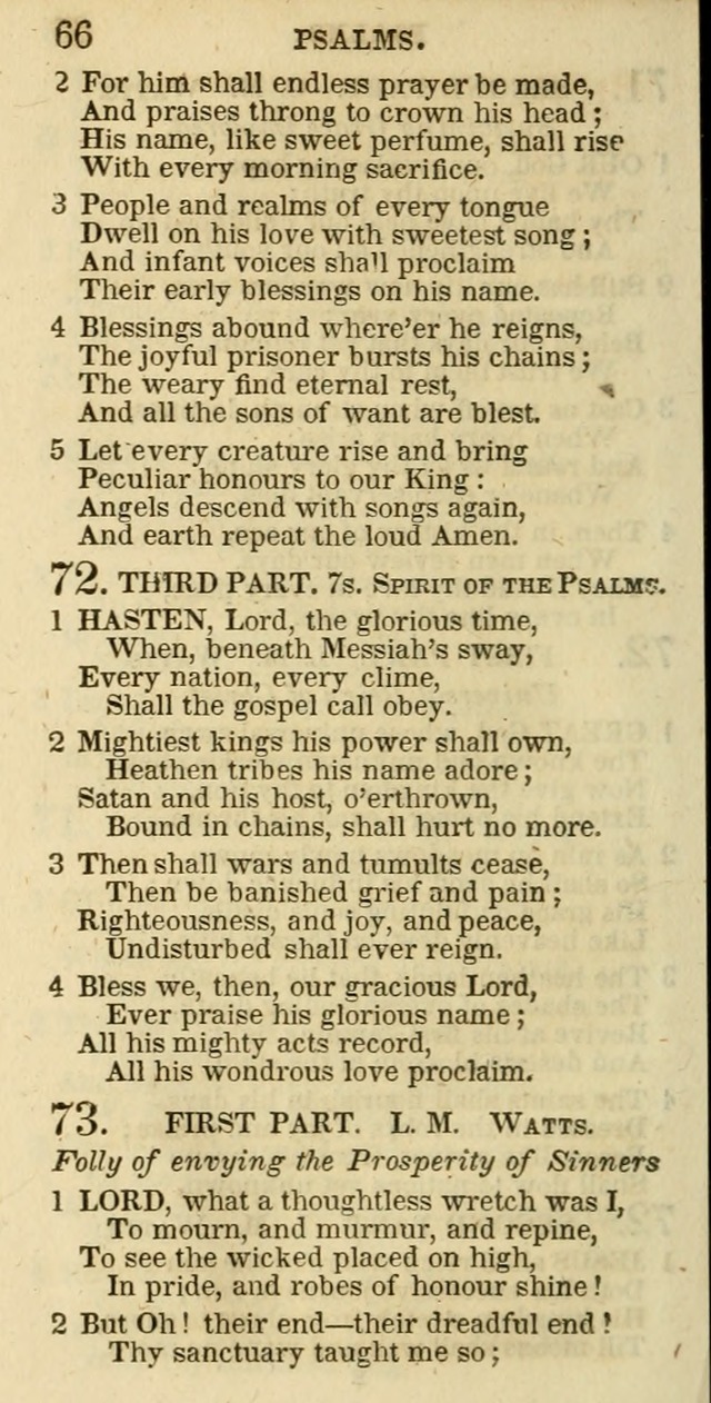 The Christian Psalmist: being a collection of psalms, hymns, and spiritual songs compiled from the most approved authors, and designed as a standard hymn book for public and social worship page 66