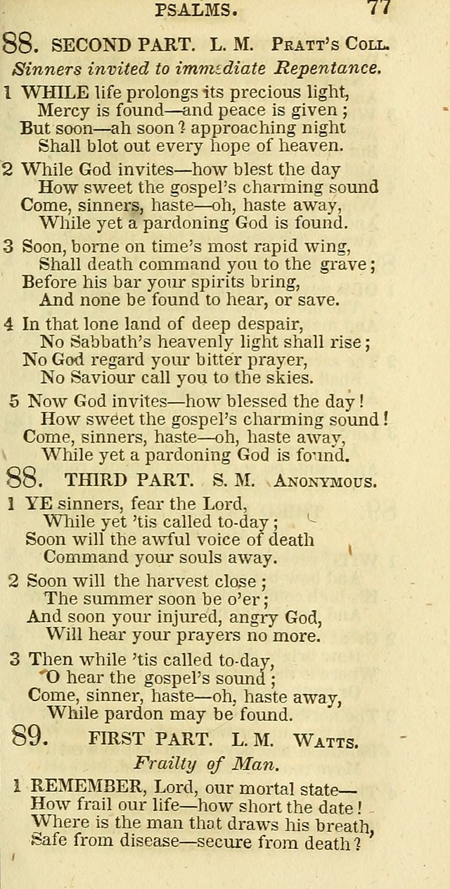 The Christian Psalmist: being a collection of psalms, hymns, and spiritual songs compiled from the most approved authors, and designed as a standard hymn book for public and social worship page 77