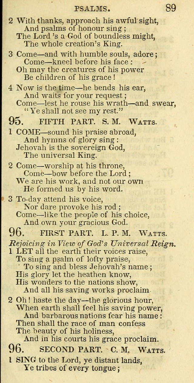 The Christian Psalmist: being a collection of psalms, hymns, and spiritual songs compiled from the most approved authors, and designed as a standard hymn book for public and social worship page 89