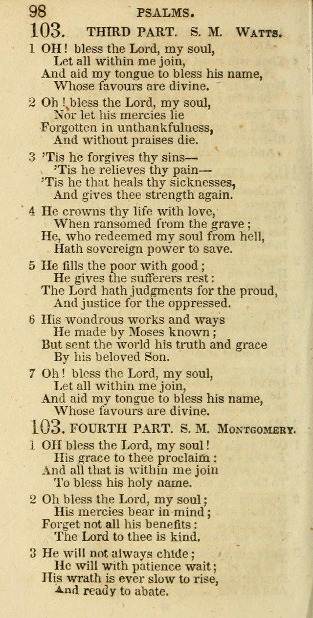 The Christian Psalmist: being a collection of psalms, hymns, and spiritual songs compiled from the most approved authors, and designed as a standard hymn book for public and social worship page 98