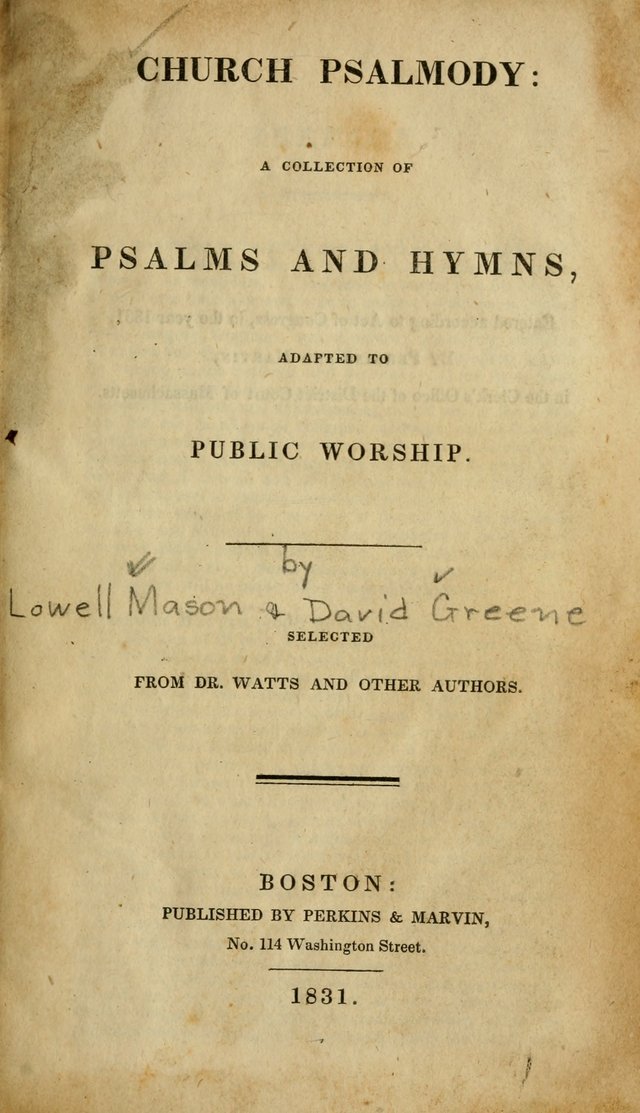 Church Psalmody: a Collection of Psalms and Hymns adapted to public worship page 4