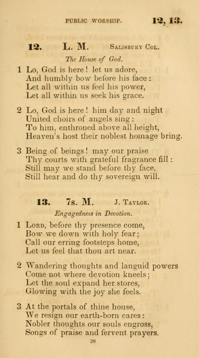 A Collection of Psalms and Hymns for Christian Worship. (45th ed.) page 39