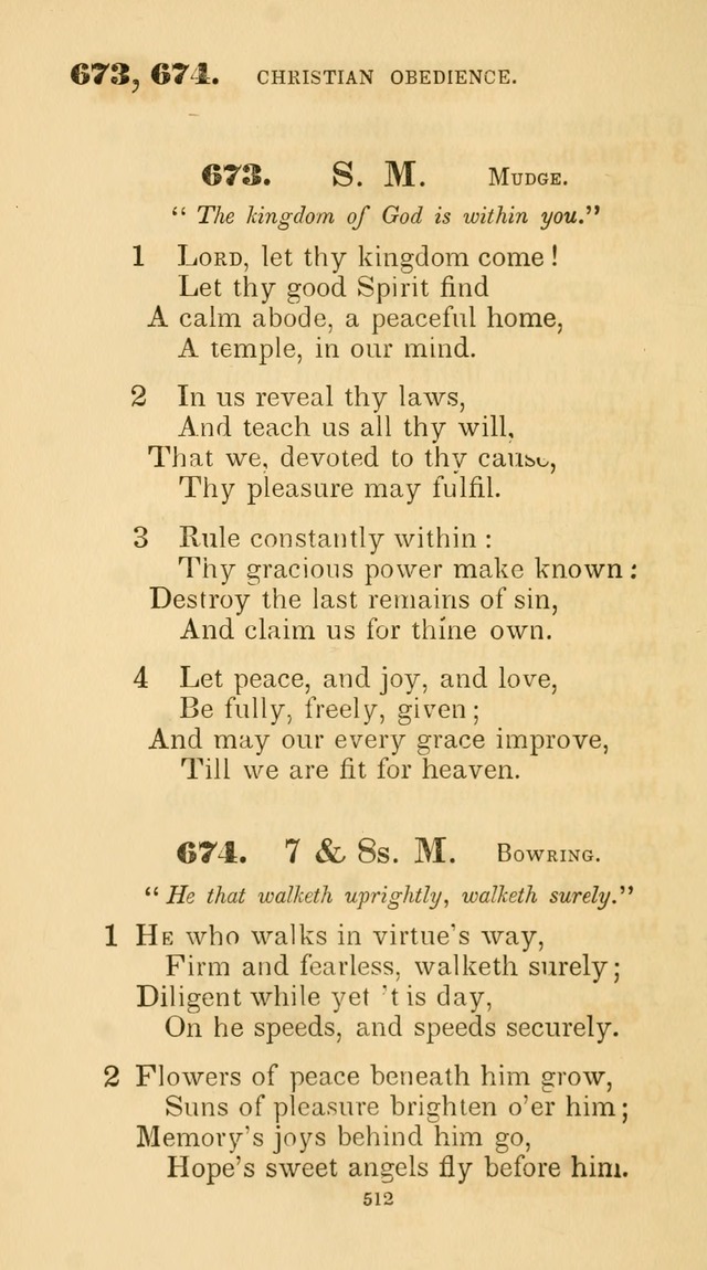 A Collection of Psalms and Hymns for Christian Worship. (45th ed.) page 512