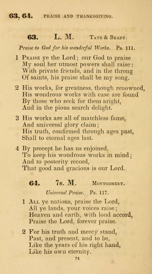 A Collection of Psalms and Hymns for Christian Worship. (45th ed.) page 74