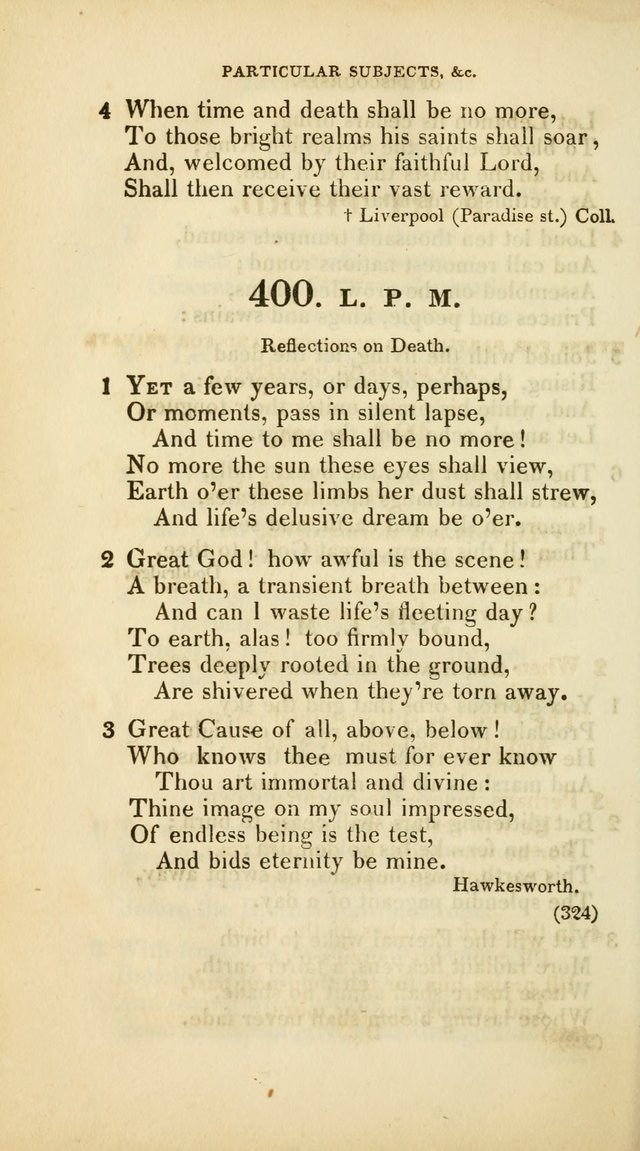 A Collection of Psalms and Hymns, for Social and Private Worship (Rev. ed.  with supplement) page 325