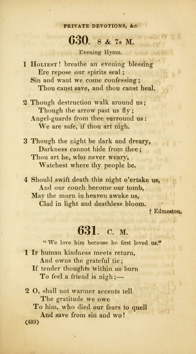 A Collection of Psalms and Hymns, for Social and Private Worship (Rev. ed.  with supplement) page 490