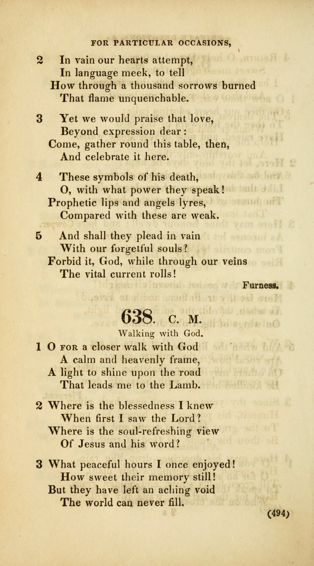 A Collection of Psalms and Hymns, for Social and Private Worship (Rev. ed.  with supplement) page 495