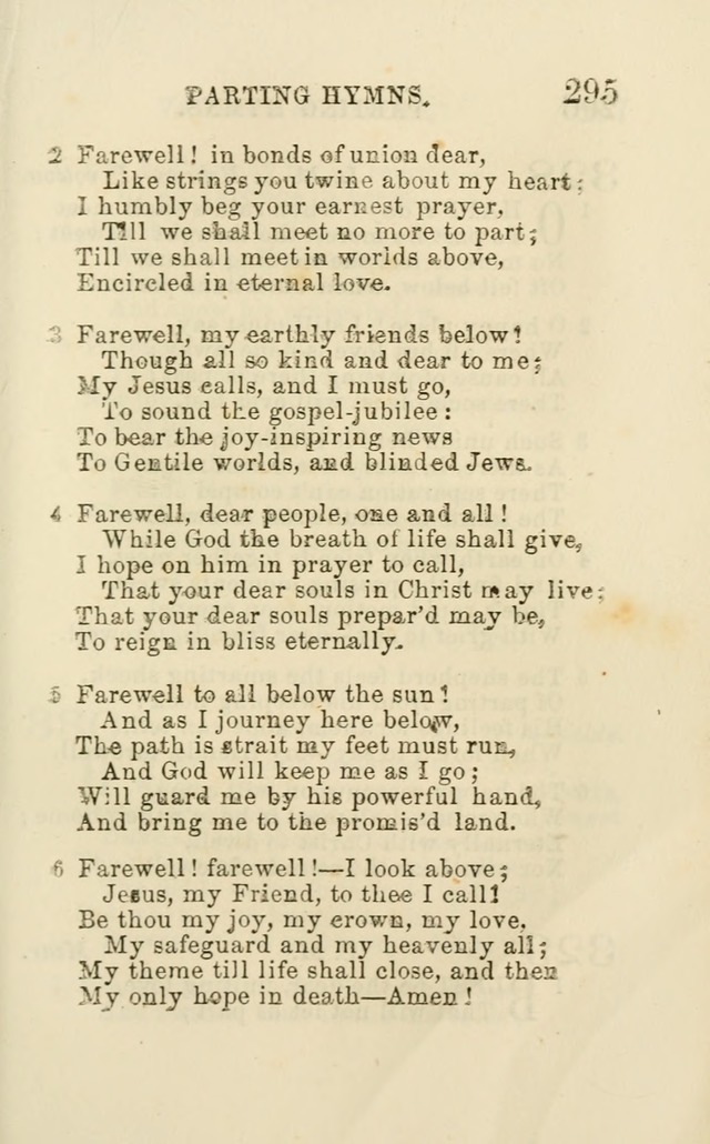 A Collection of Psalms, Hymns, and Spiritual Songs: suited to the various occasions of public worship and private devotion of the church of Christ: with an appendix of  German hymns page 295