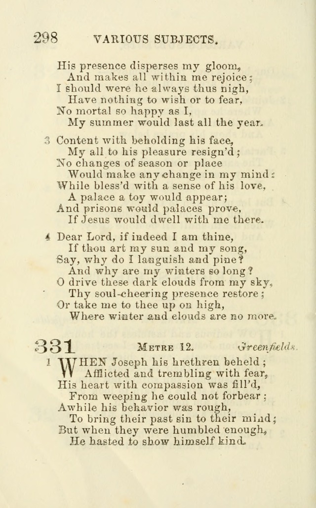 A Collection of Psalms, Hymns, and Spiritual Songs: suited to the various occasions of public worship and private devotion of the church of Christ: with an appendix of  German hymns page 298