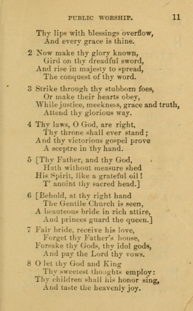 A Collection of Psalms, Hymns, and Spiritual Songs: suited to the various occasions of public worship and private devotion, of the church of Christ (6th ed.) page 11