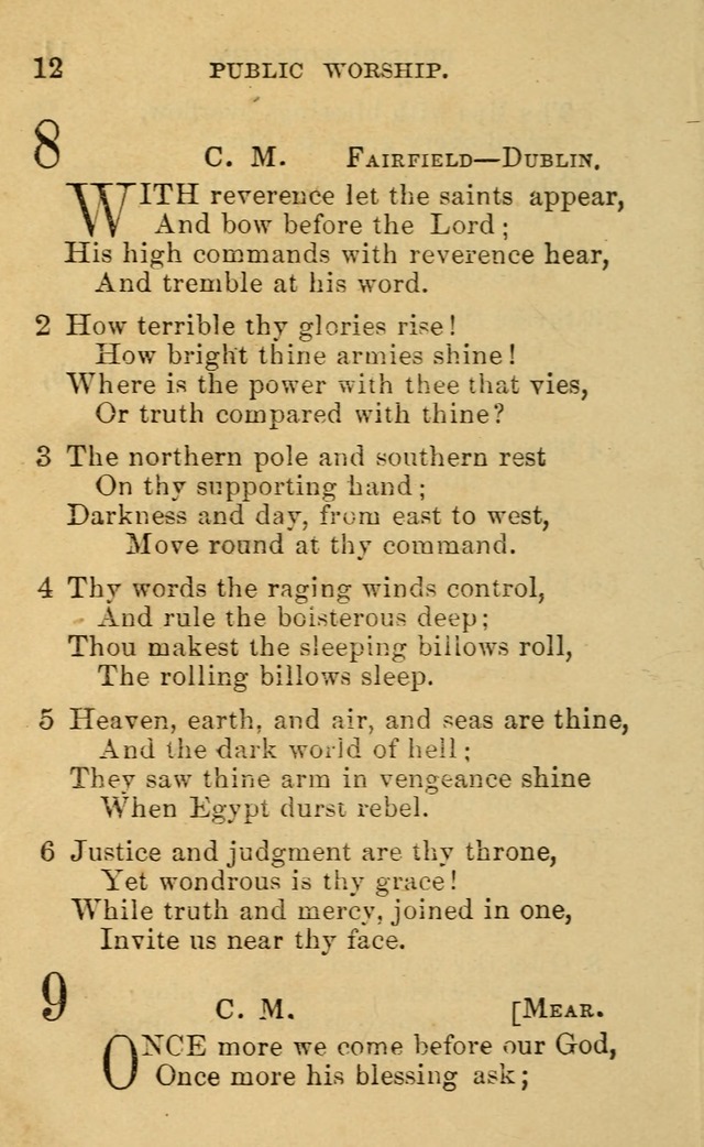 A Collection of Psalms, Hymns, and Spiritual Songs: suited to the various occasions of public worship and private devotion, of the church of Christ (6th ed.) page 12