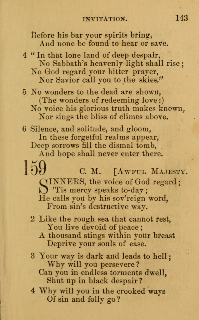 A Collection of Psalms, Hymns, and Spiritual Songs: suited to the various occasions of public worship and private devotion, of the church of Christ (6th ed.) page 143