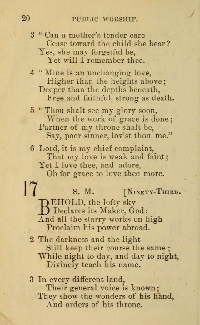 A Collection of Psalms, Hymns, and Spiritual Songs: suited to the various occasions of public worship and private devotion, of the church of Christ (6th ed.) page 20