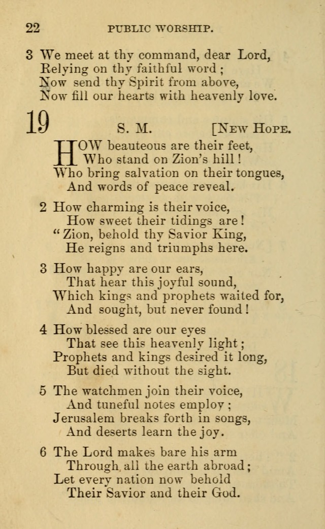 A Collection of Psalms, Hymns, and Spiritual Songs: suited to the various occasions of public worship and private devotion, of the church of Christ (6th ed.) page 22