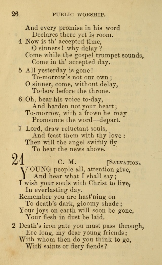 A Collection of Psalms, Hymns, and Spiritual Songs: suited to the various occasions of public worship and private devotion, of the church of Christ (6th ed.) page 26