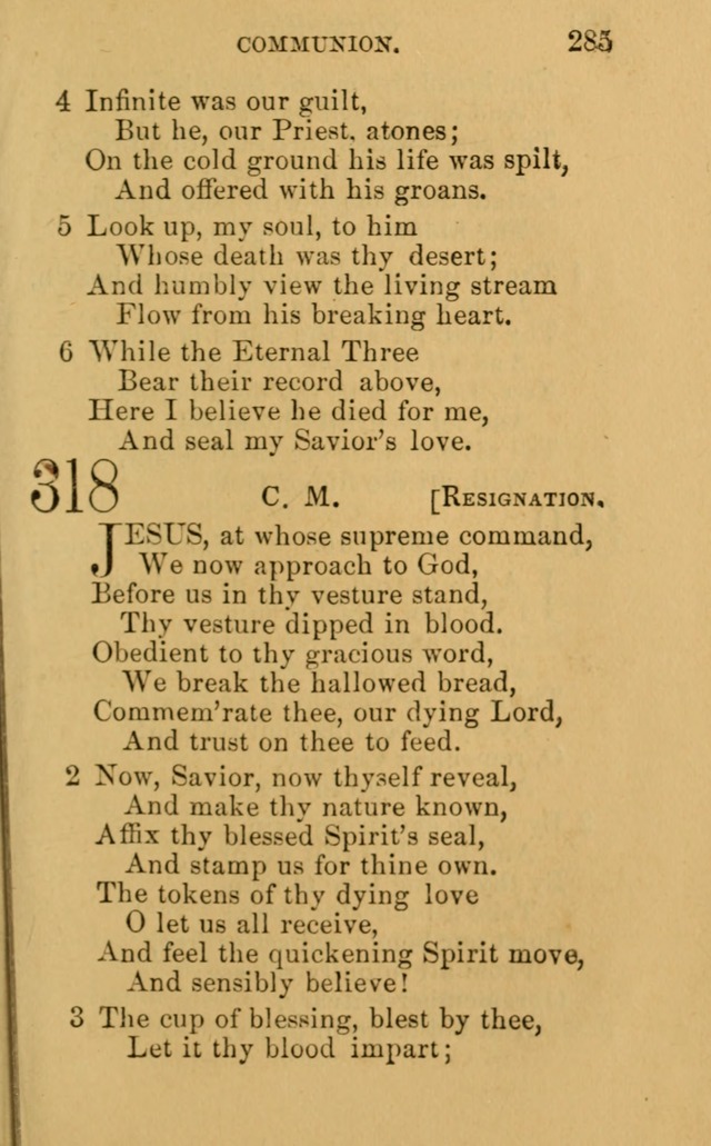 A Collection of Psalms, Hymns, and Spiritual Songs: suited to the various occasions of public worship and private devotion, of the church of Christ (6th ed.) page 285