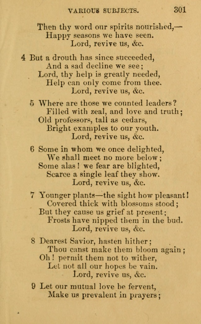 A Collection of Psalms, Hymns, and Spiritual Songs: suited to the various occasions of public worship and private devotion, of the church of Christ (6th ed.) page 301