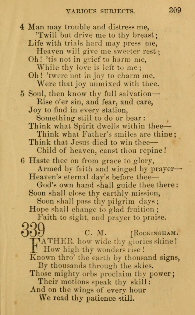 A Collection of Psalms, Hymns, and Spiritual Songs: suited to the various occasions of public worship and private devotion, of the church of Christ (6th ed.) page 309