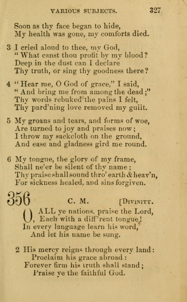 A Collection of Psalms, Hymns, and Spiritual Songs: suited to the various occasions of public worship and private devotion, of the church of Christ (6th ed.) page 327