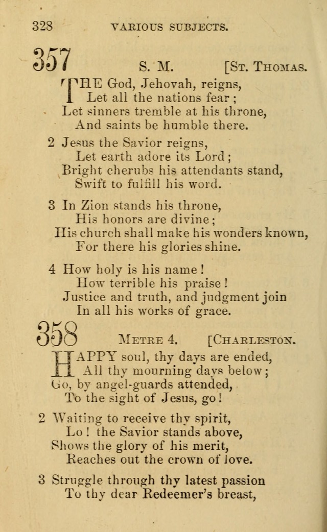 A Collection of Psalms, Hymns, and Spiritual Songs: suited to the various occasions of public worship and private devotion, of the church of Christ (6th ed.) page 328